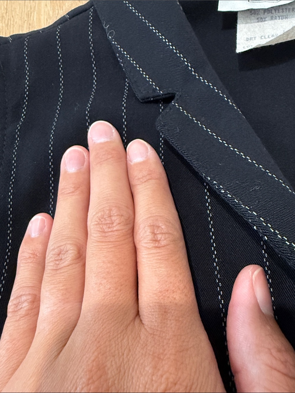 Black Pinstripe Sleeveless Button-Down Vest Top - Picture 3 of 7